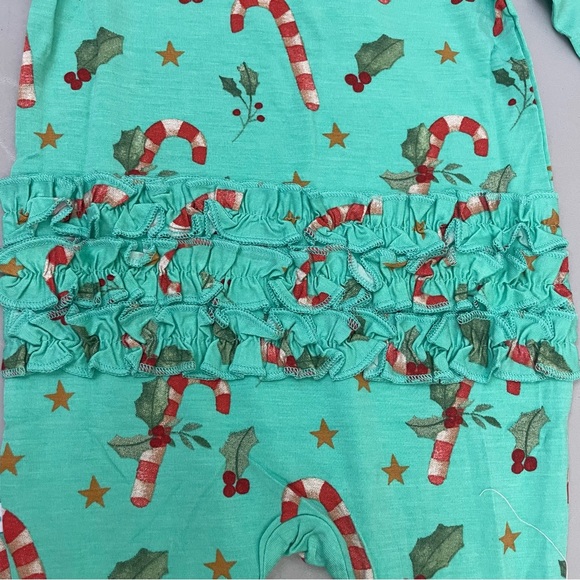 NWT- Posh Peanut Peppermint Long Sleeve Ruffled Romper 9-12 months - Picture 7 of 9